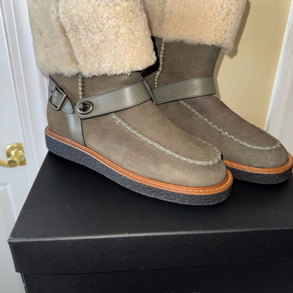 COACH  Shearling-Lined Moto Boots Suede size 8 NEW NIB - Picture 4 of 14